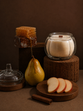 Golden Harvest 14 oz Pumpkin Jar Candle | Honey Spiced Pear, Apple & Cinnamon Wood Wick Candle Soul Sent