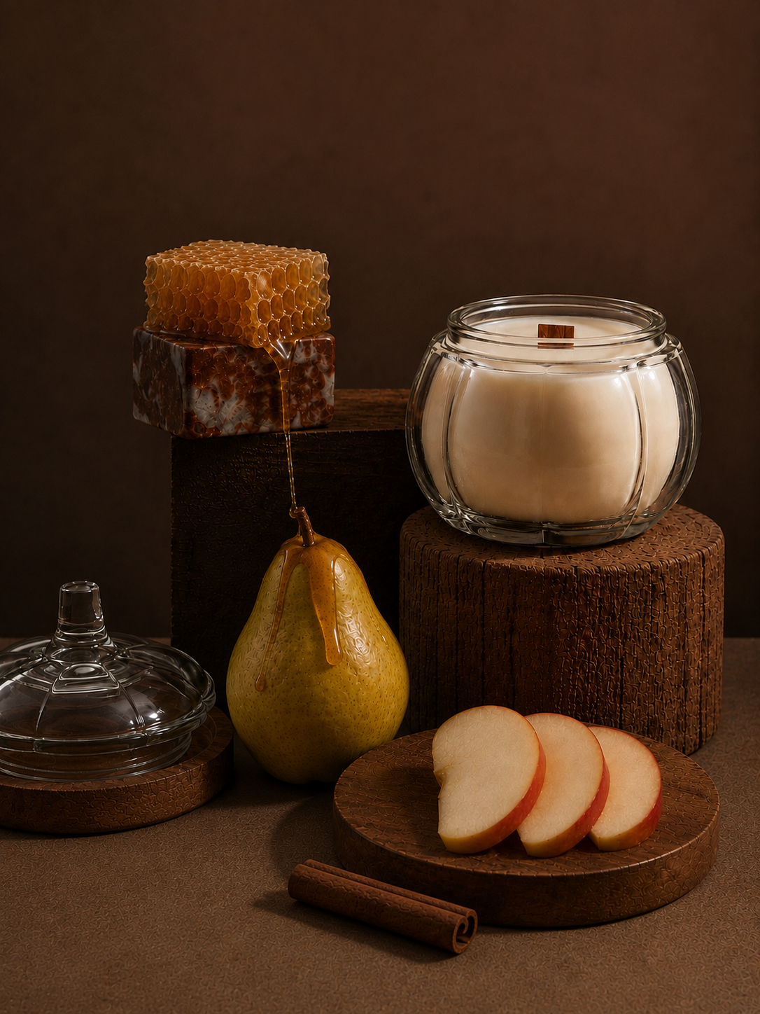 Golden Harvest 14 oz Pumpkin Jar Candle | Honey Spiced Pear, Apple & Cinnamon Wood Wick Candle Soul Sent