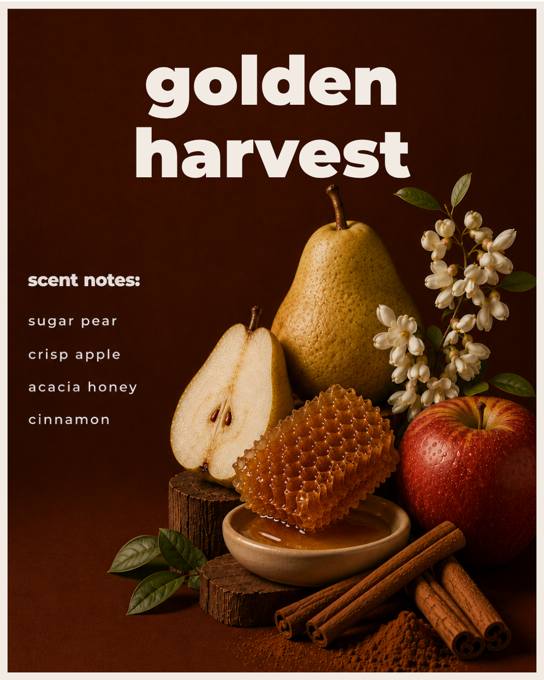 Golden Harvest 14 oz Pumpkin Jar Candle | Honey Spiced Pear, Apple & Cinnamon Wood Wick Candle Soul Sent
