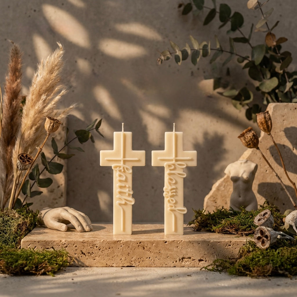 blessed & faith cross candle set Soul Sent