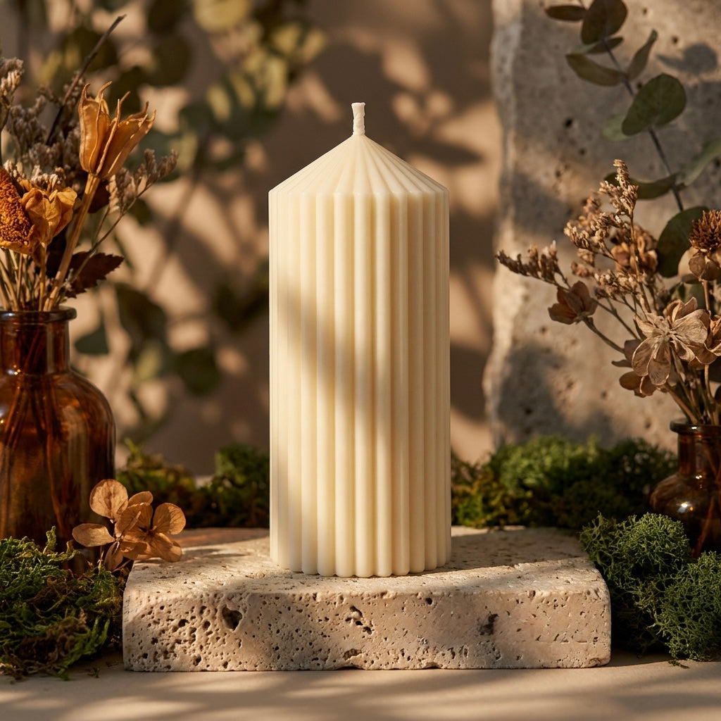 fluted column pillar candle Soul Sent