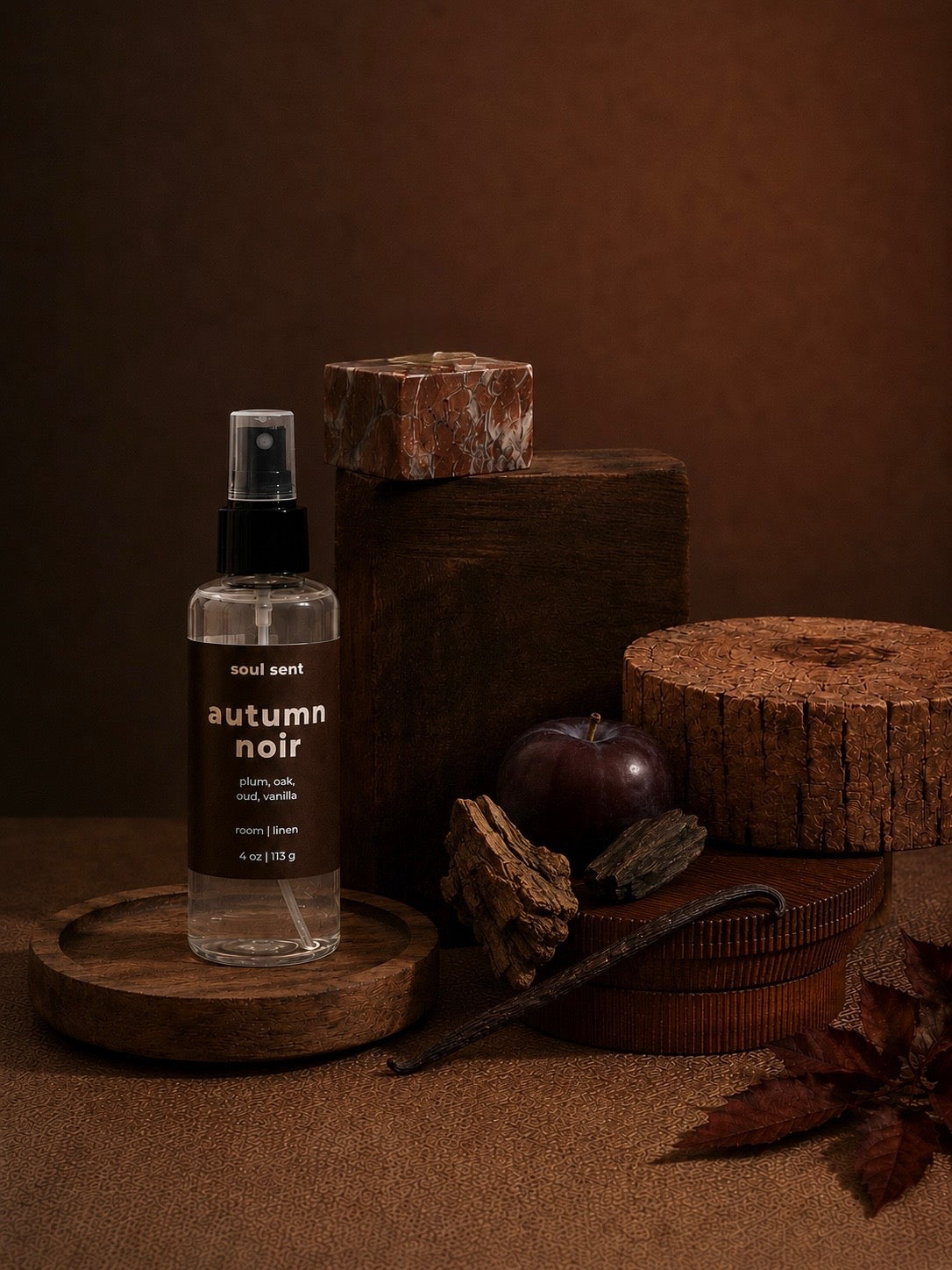 Autumn Noir Room & Linen Spray | Woody Vanilla & Oud Fall Home Fragrance Soul Sent