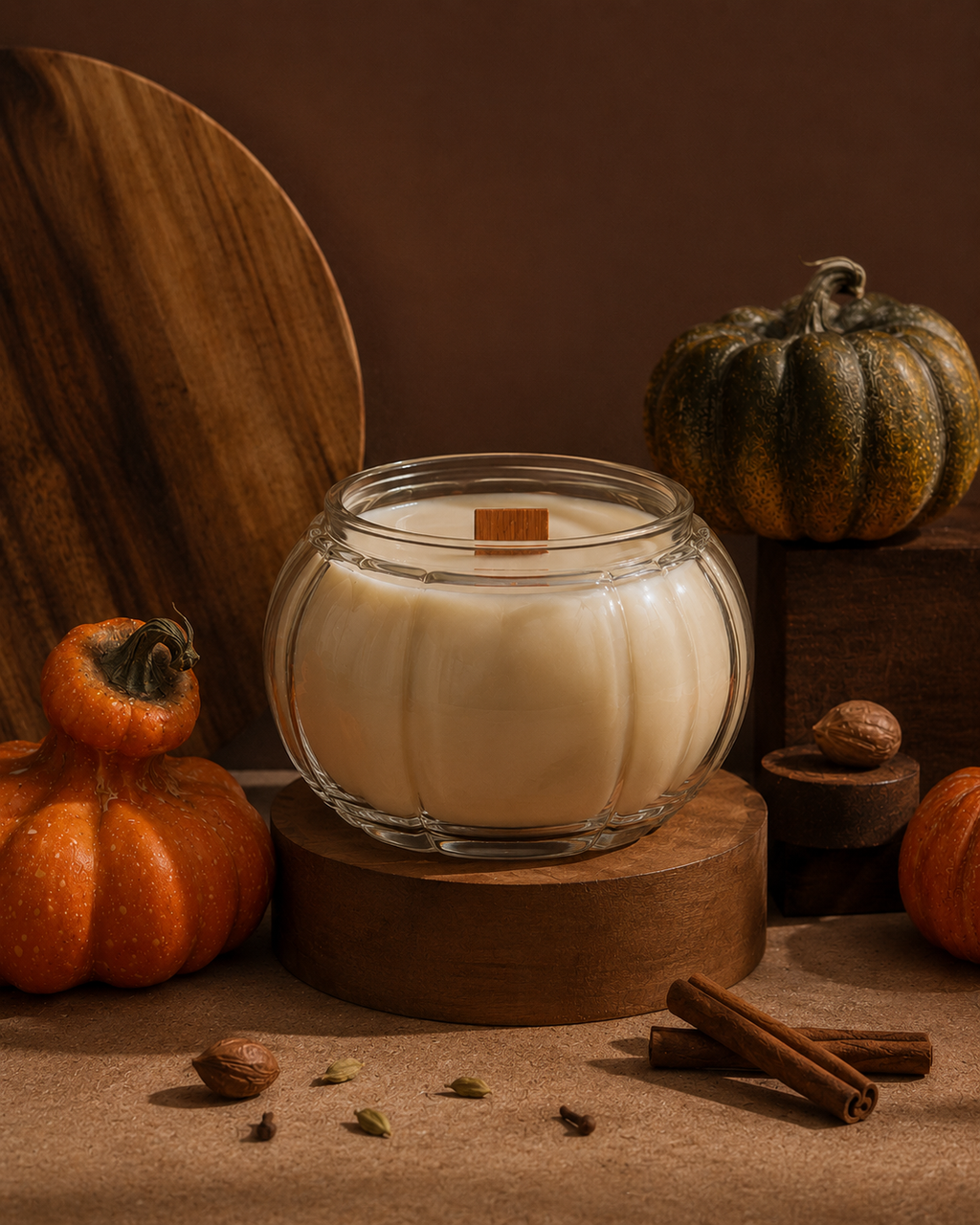 Golden Harvest 14 oz Pumpkin Jar Candle | Honey Spiced Pear, Apple & Cinnamon Wood Wick Candle Soul Sent